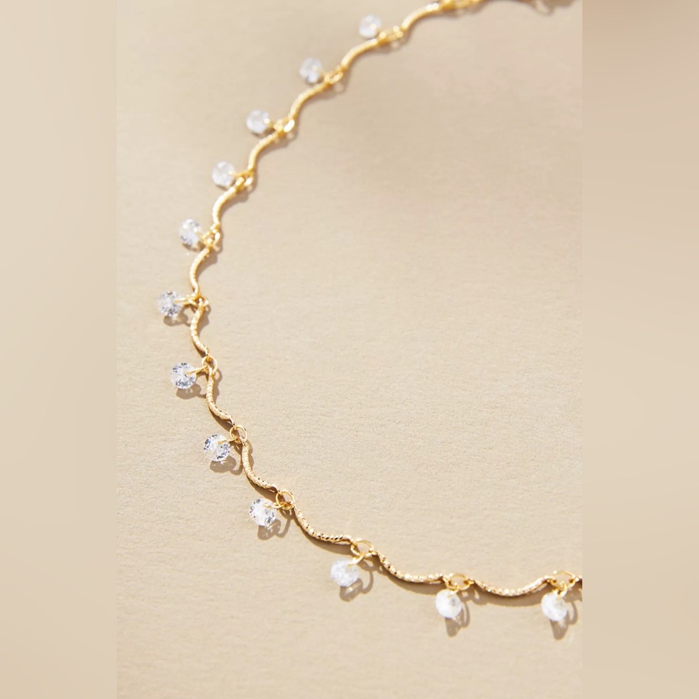 Anthropologie Drippy Crystal Necklace - Gold - NWT - Picture 2 of 16